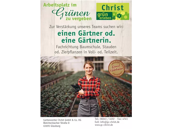 Gärtner oder Gärtnerin in Voll- oder Teilzeit